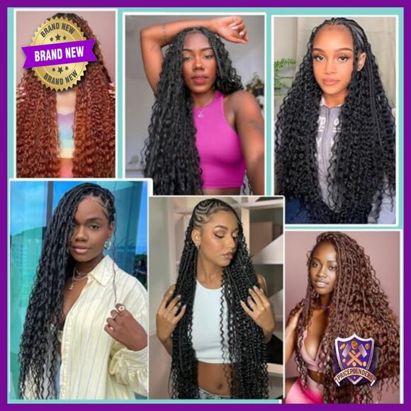 Human Hair Extensions for Boho Braids, 16 Inch Deep Water Wave, 2 Bundles main image 4